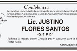 Condolencia por Lic. Justino Flores Santos