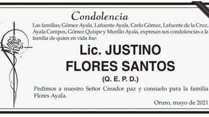 Condolencia por Lic. Justino Flores Santos