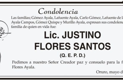 Condolencia por Lic. Justino Flores Santos