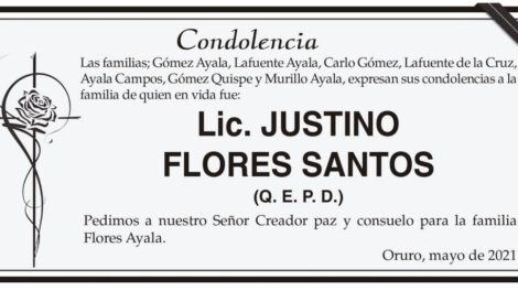 Condolencia por Lic. Justino Flores Santos