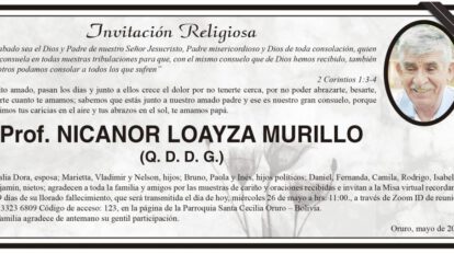 Prof. Nicanor Loayza Murillo - Invitación Religiosa