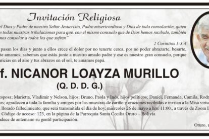 Prof. Nicanor Loayza Murillo - Invitación Religiosa
