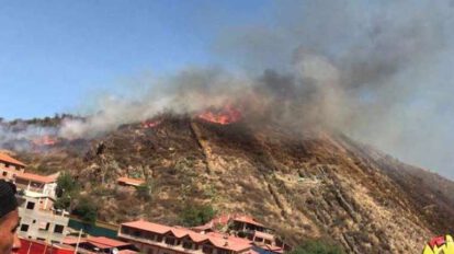 incendio cerro San Pedro en Cochabamba