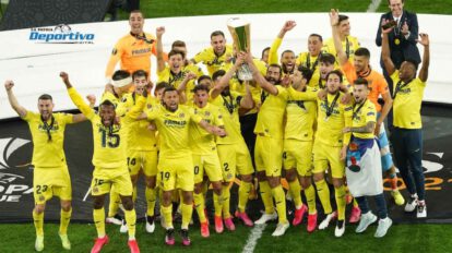 Villarreal campeón Europa League celebrando el título