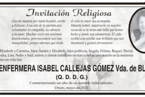 Sra. Enfermera Isabel Callejas Gómez en memoria