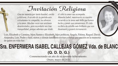 Sra. Enfermera Isabel Callejas Gómez en memoria