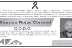 Necrológico de Bigman Rojas Coronel