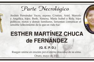Parte Necrológico de Esther Martínez Chuca de Fernández