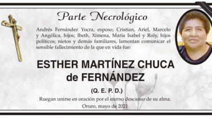 Parte Necrológico de Esther Martínez Chuca de Fernández