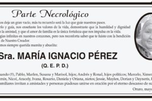 Necrológico de María Ignacio Pérez