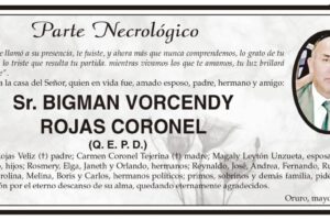 Parte Necrológico de Bigman Vorcendy Rojas Coronel