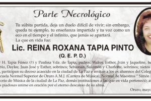 Necrológico de Lic. Reina Roxana Tapia Pinto