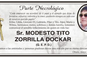 Necrológico de Modesto Tito Zorrilla Dockar