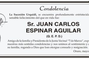 Condolencia por el fallecimiento de Juan Carlos Espinar Aguilar