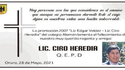 Necrológico Lic. Ciro Heredia