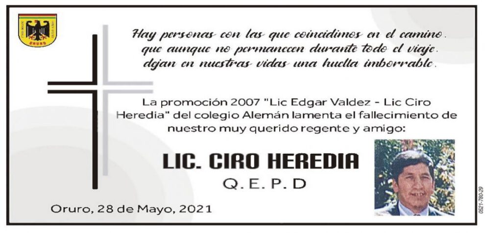 Necrológico Lic. Ciro Heredia