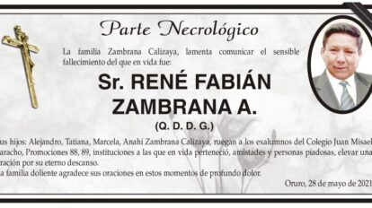 Necrológico de René Fabián Zambrana A.