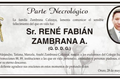 Necrológico de René Fabián Zambrana A.