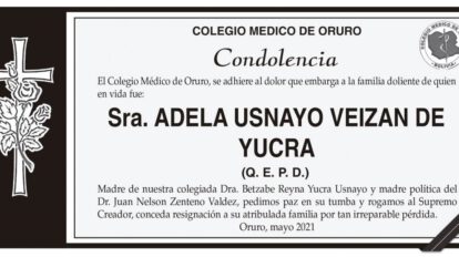 Condolencia por la Sra. Adela Usnayo Veizan de Yucra