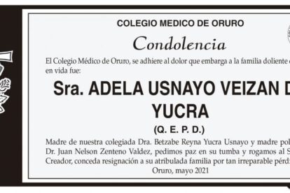 Condolencia por la Sra. Adela Usnayo Veizan de Yucra