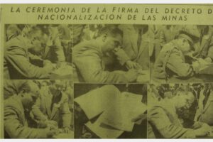 Firma del Decreto Supremo de Nacionalización de Minas