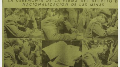 Firma del Decreto Supremo de Nacionalización de Minas