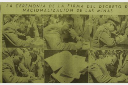 Firma del Decreto Supremo de Nacionalización de Minas