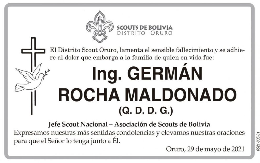 Necrológico de Ing. Germán Rocha Maldonado
