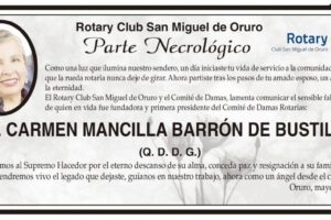 Parte Necrológico de D.R. Carmen Mancilla Barrón de Bustillos