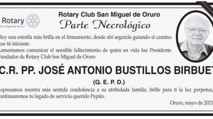 Parte Necrológico de José Antonio Bustillos Birbuet