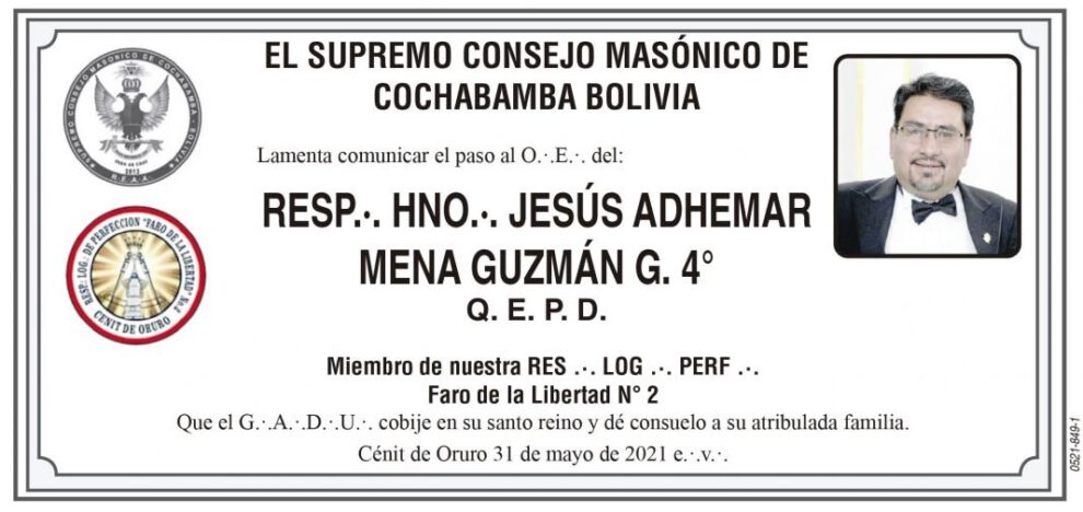 Obituario de Jesús Adhemar Mena Guzmán