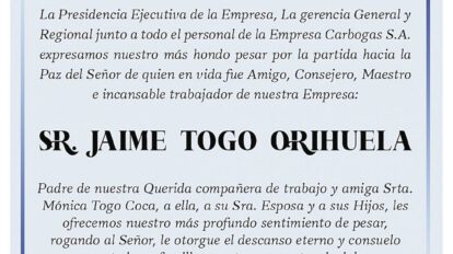 Obituario de Jaime Togo Orihuela