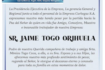 Obituario de Jaime Togo Orihuela