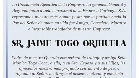 Obituario de Jaime Togo Orihuela