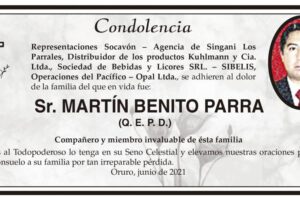 Condolencia por la pérdida de Martín Benito Parra