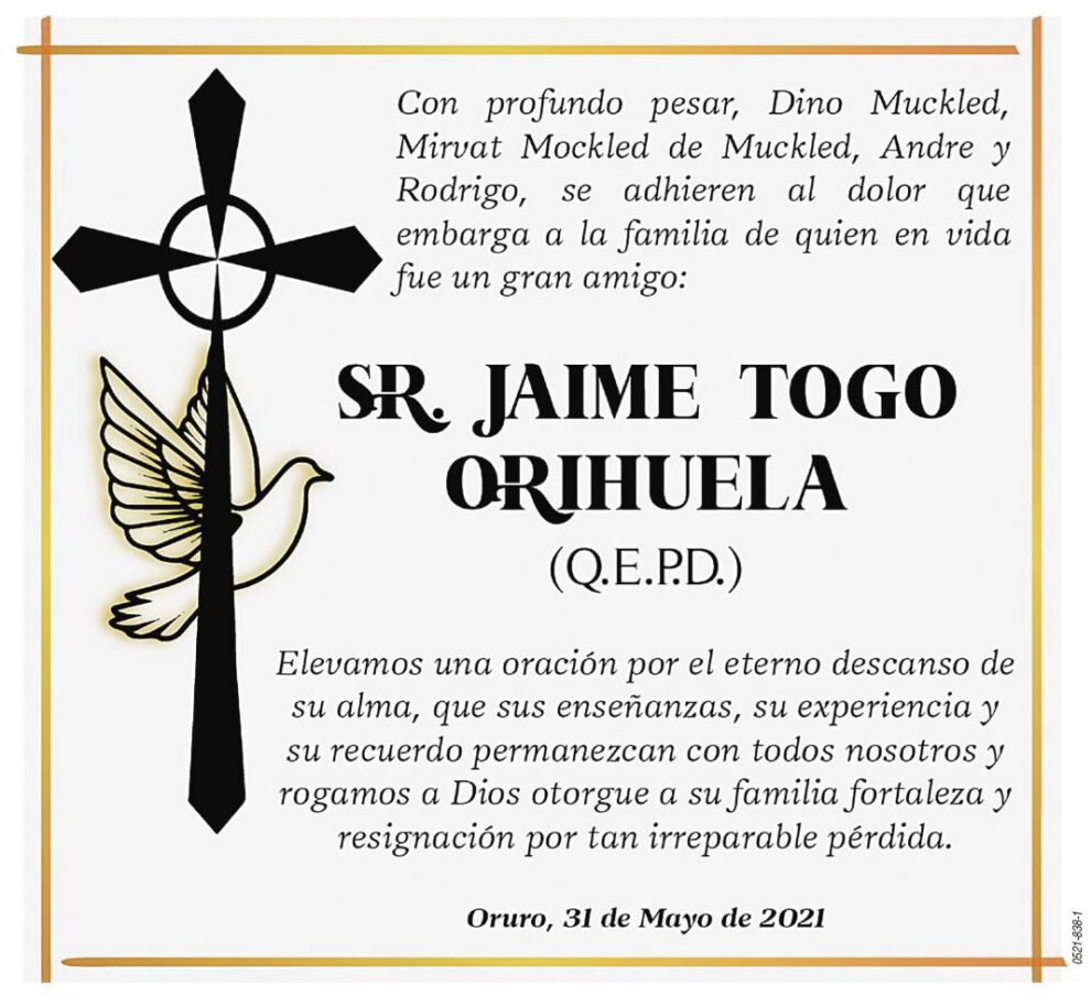 Obituario de Jaime Togo Orihuela