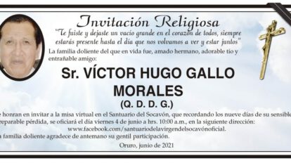Invitación Religiosa: Víctor Hugo Gallo Morales