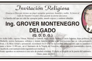 Invitación Religiosa para Ing. Grover Montenegro Delgado