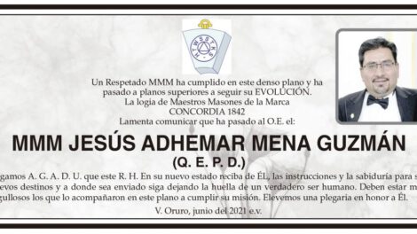 Obituario de MMM Jesús Adhemar Mena Guzmán