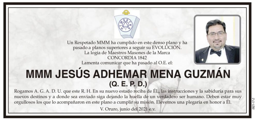Obituario de MMM Jesús Adhemar Mena Guzmán