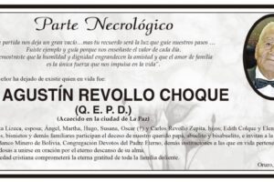 Parte Necrológico de Agustín Revollo Choque