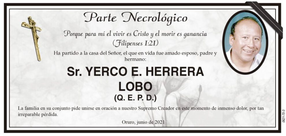 Parte Necrológico: Sr. Yerco E. Herrera Lobo