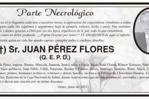 Parte Necrológico de Juan Pérez Flores