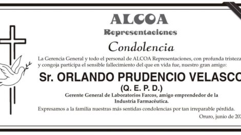 Condolencia por el fallecimiento de Orlando Prudencio Velasco