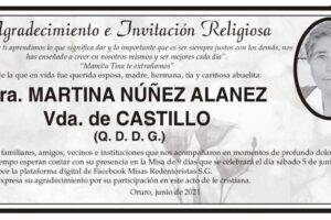 Agradecimiento e Invitación Religiosa por Martina Núñez Alanez