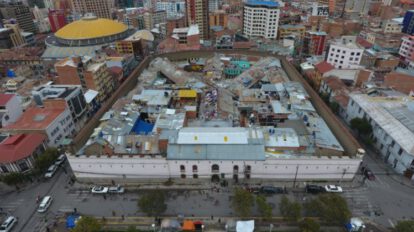Vista general de la Cárcel de San Pedro, en la ciudad de La Paz, para evitar contagios de Covid-19 entre reclusos
