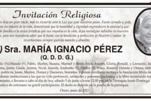 Obituario de la Sra. María Ignacio Pérez
