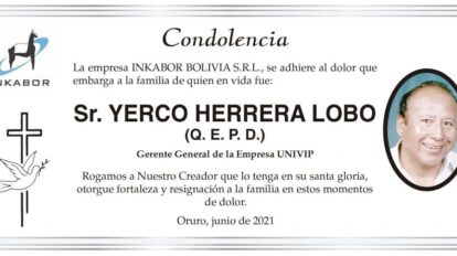 Condolencia por el fallecimiento de Yerco Herrera Lobo
