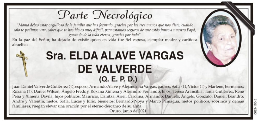 Necrológico de Elda Alave Vargas