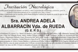 Invitación Necrológica de Andrea Adela Albarracín